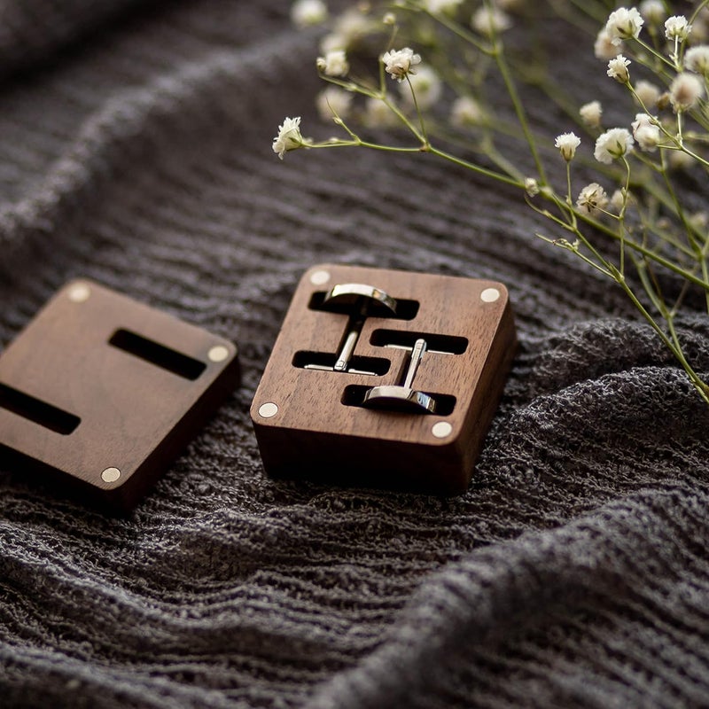 MUUJEE Cufflinks with Engraved Wood Gift Box - Image 5